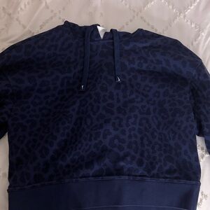 Women Blue Leopard Print Hoodie